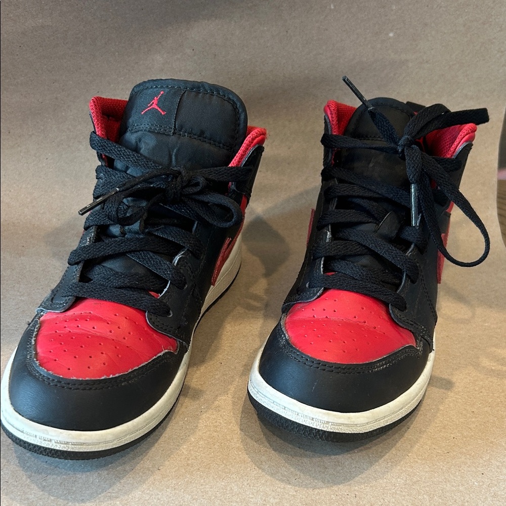 Jordan Kids Black and Red High-Top Sneakers